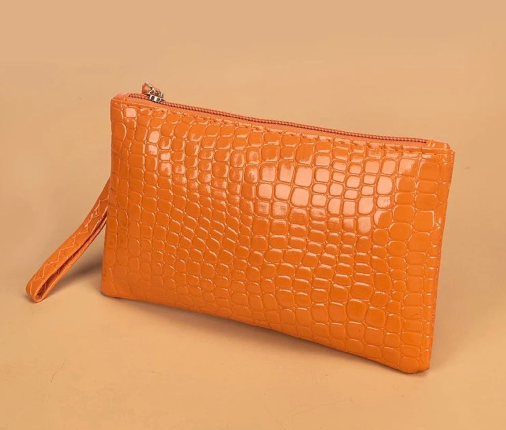 The Croc-Embossed Wristlet