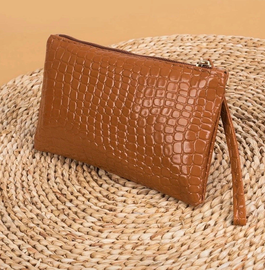 The Croc-Embossed Wristlet
