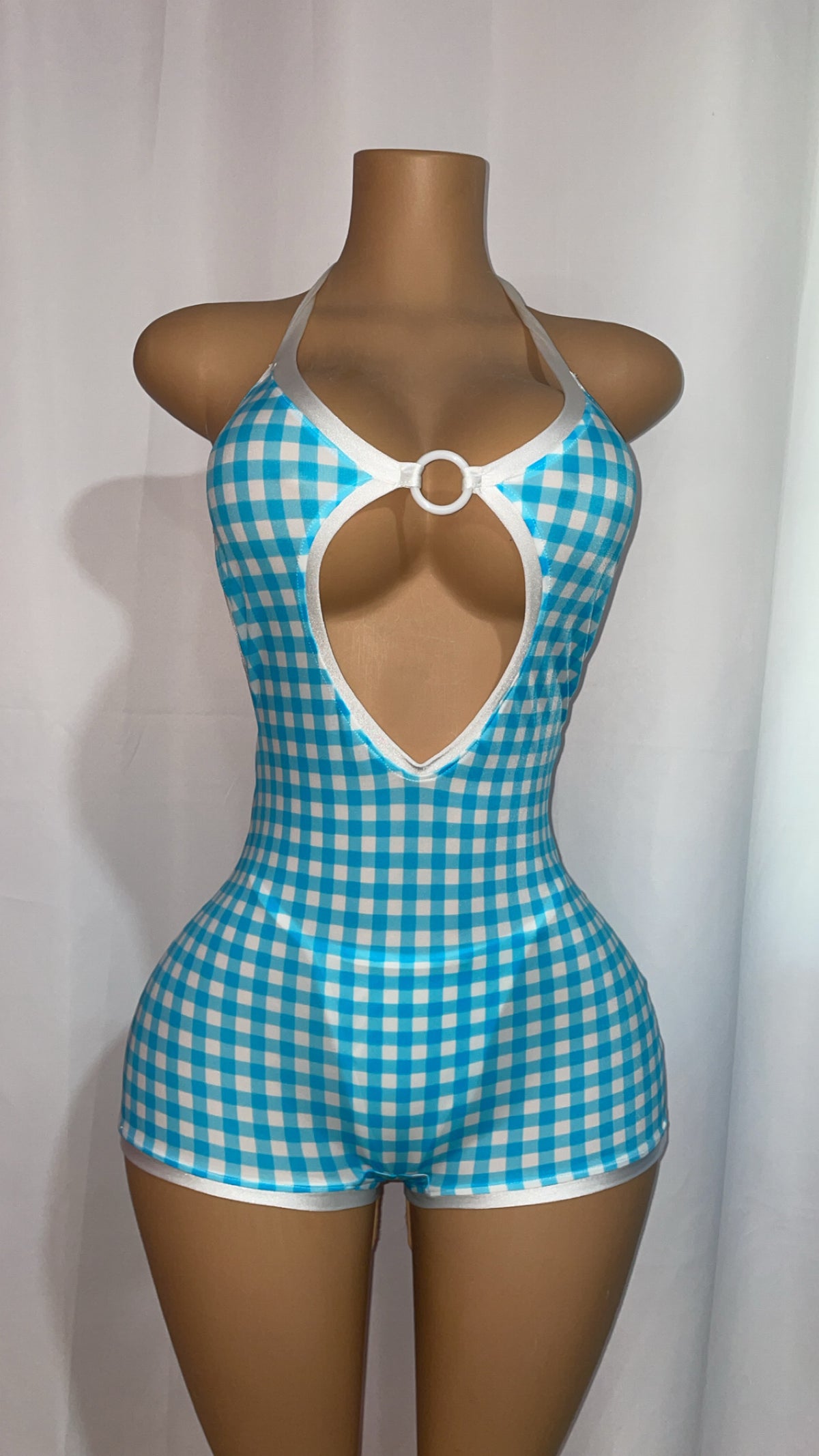 Gingham Keyhole Swim Romper