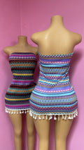 Tribal Print Tassel Bandeau Dress