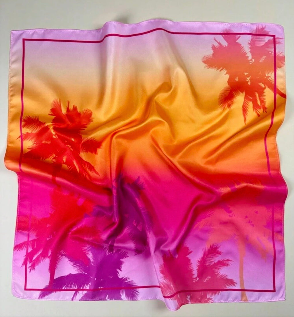 The Sunset Palm Satin Scarf