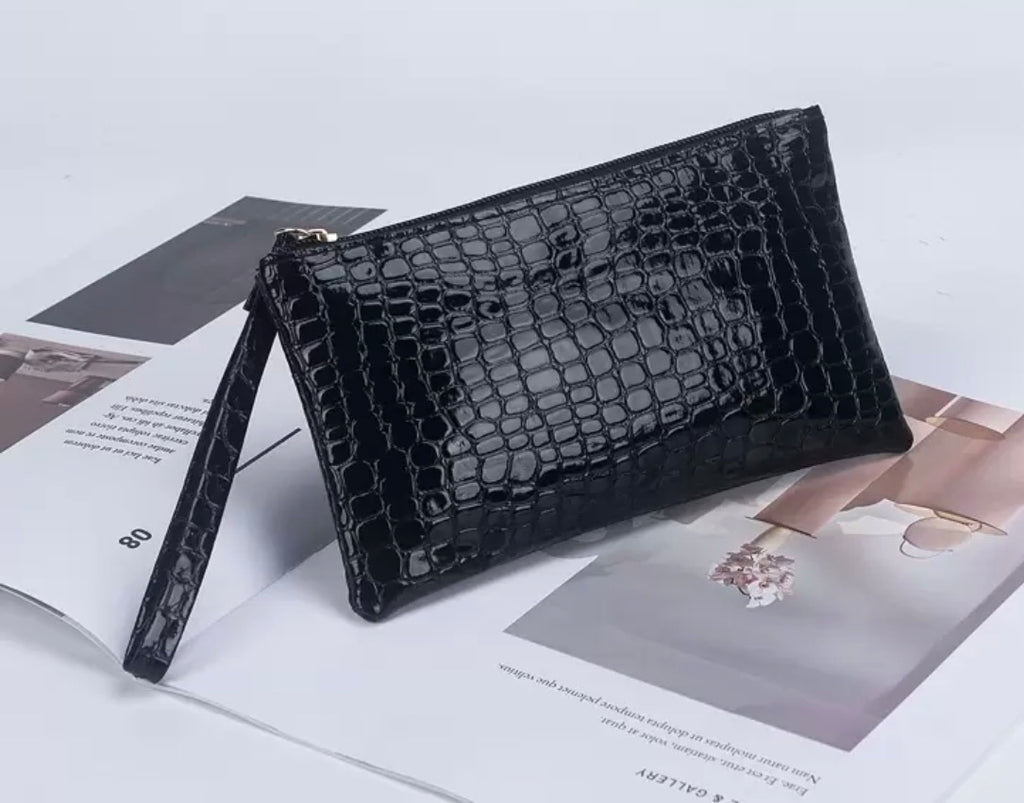 The Croc-Embossed Wristlet