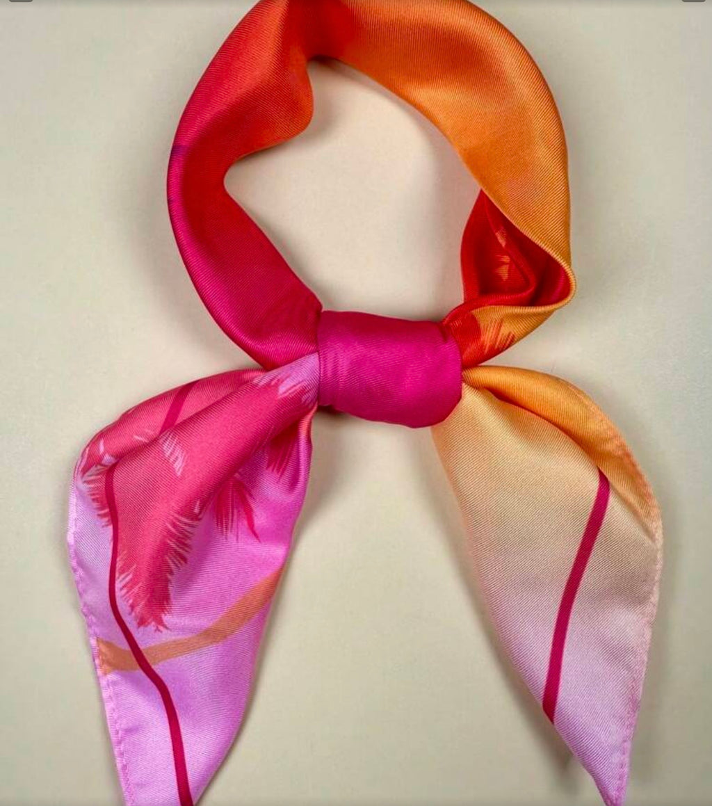 The Sunset Palm Satin Scarf