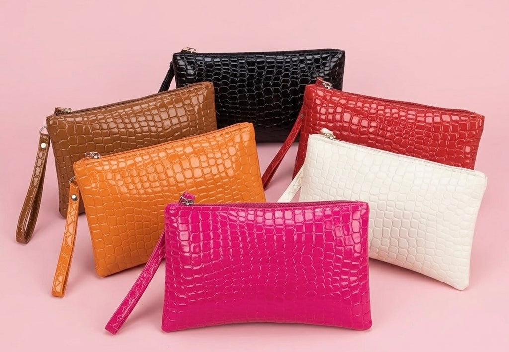 The Croc-Embossed Wristlet