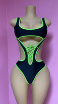 Sporty Neon Lace-Up Monokini