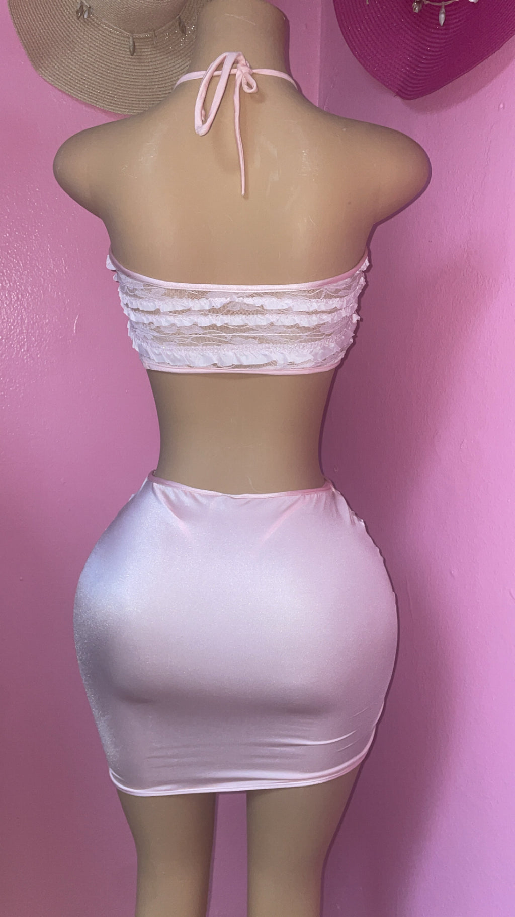 Soft Pink Lace Two-Piece Set