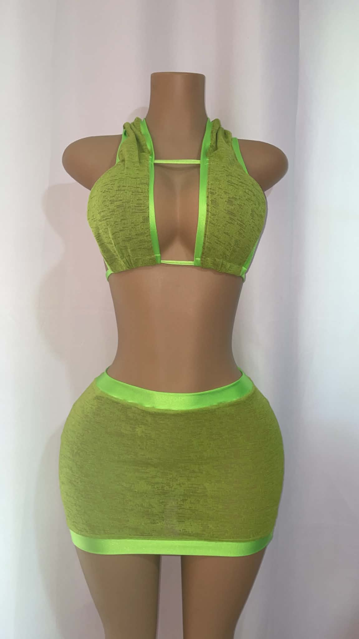 Neon Hooded Crop Set